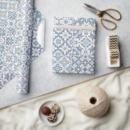 Mediterranean Tiles, Moroccan, Majolica, Azulejo ラッピングペーパー