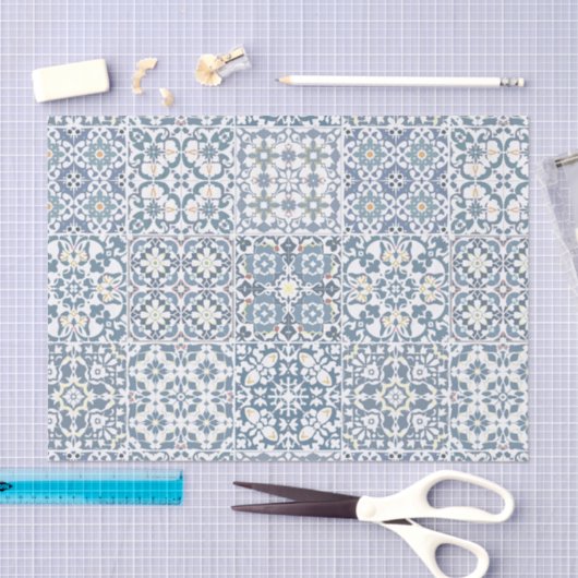 Mediterranean Tiles, Moroccan, Majolica, Azulejo 薄葉紙 (クラフト)