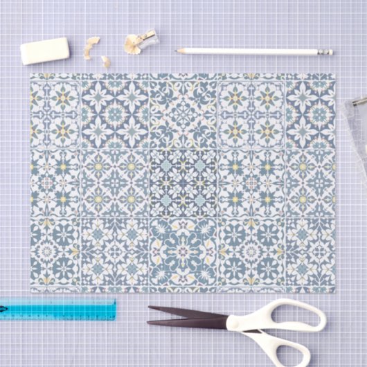 Mediterranean Tiles, Moroccan, Majolica, Azulejo 薄葉紙 (クラフト)