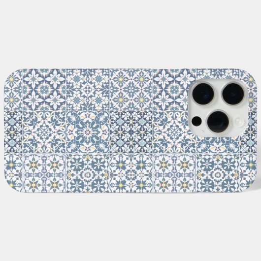 Mediterranean Tiles, Moroccan, Majolica, Azulejo Case-Mate iPhoneケース (裏面 (横))