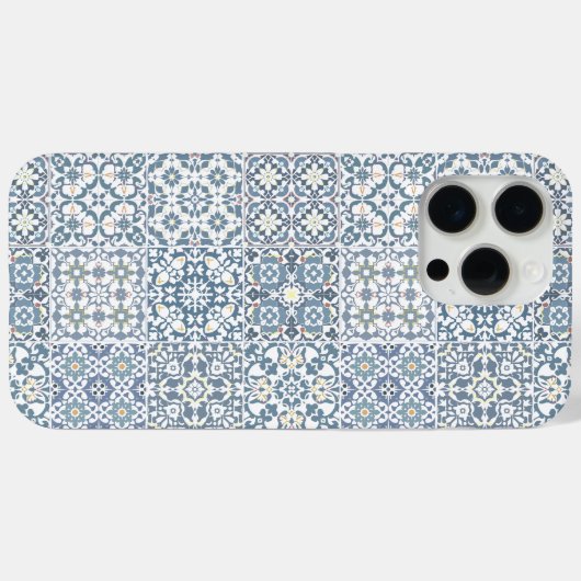 Mediterranean Tiles, Moroccan, Majolica, Azulejo Case-Mate iPhoneケース (裏面 (横))