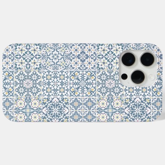 Mediterranean Tiles, Moroccan, Majolica, Azulejo Case-Mate iPhoneケース (裏面 (横))