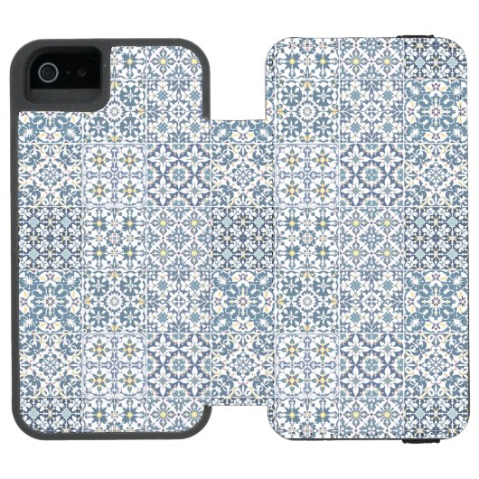 Mediterranean Tiles, Moroccan, Majolica, Azulejo Incipio iPhoneウォレットケース (フォリオ Open)
