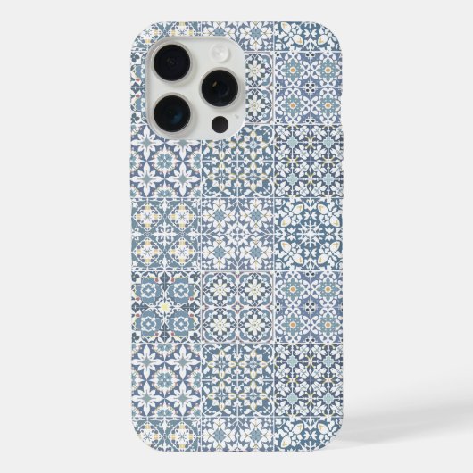 Mediterranean Tiles, Moroccan, Majolica, Azulejo iPhoneケース (裏面)