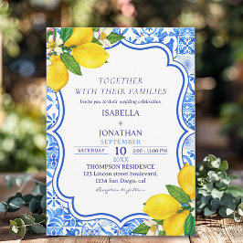 Mediterranean Tiles Summer Wedding with Lemons  招待状