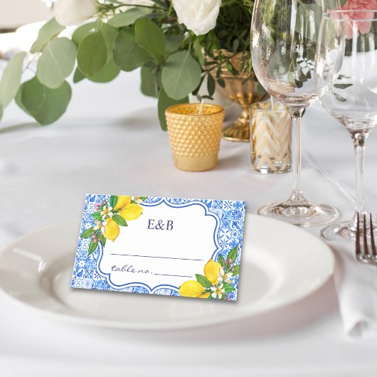 Mediterranean Tiles - Wedding with Citrus Touches プレイスカード