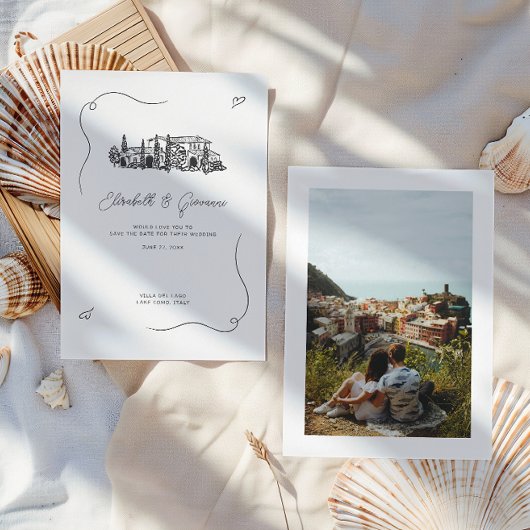 Mediterranean Villa Venue Sketch Wedding