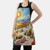 Mediterranean Village Painting エプロン (インサイチュ)
