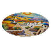Mediterranean Village Painting カッティングボード (角)