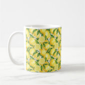 Mediterranean Watercolor Lemon & Blossom Pattern コーヒーマグカップ (左)