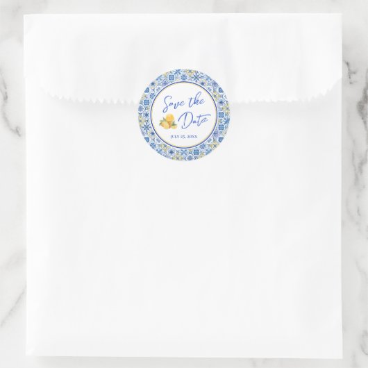 Mediterranean Wedding Save The Date Envelope Seal ラウンドシール (バッグ)