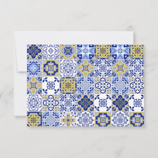 Mediterranean Wedding Style with Italian Tiles 出欠カード (裏面)