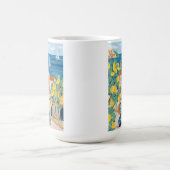 Mediterranean Woman Scooter Illustration Coffee コーヒーマグカップ (中央)