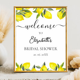 Mediterranean Yellow Lemon Bridal shower ポスター