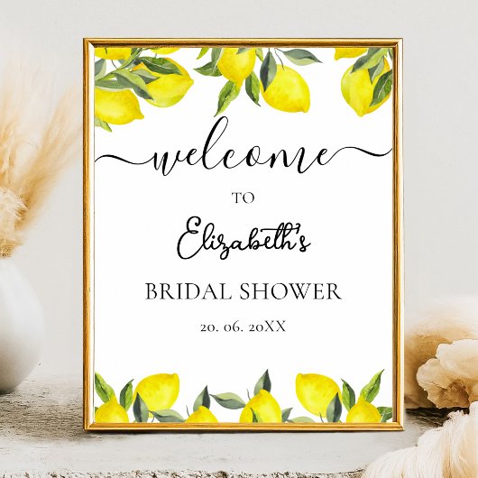 Mediterranean Yellow Lemon Bridal shower ポスター