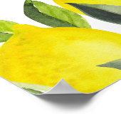 Mediterranean Yellow Lemon Bridal shower ポスター (角)