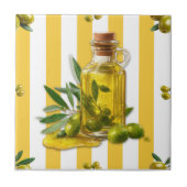 Mediterranean Yellow Stripe Pattern Olive Oil タイル (正面)