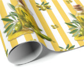 Mediterranean Yellow Stripe Pattern Olive Oil ラッピングペーパー (ロールコーナー)