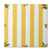 Mediterranean Yellow Stripe Pattern Olives タイル (正面)