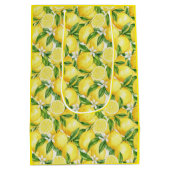 Mediterranean Zest: Watercolor Lemon & Blossom ミディアムペーパーバッグ (裏面)