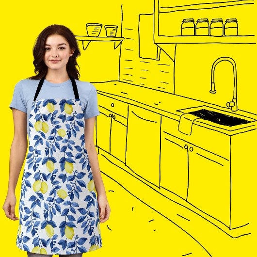 Mediterrenean Citrus Lemon pattern エプロン