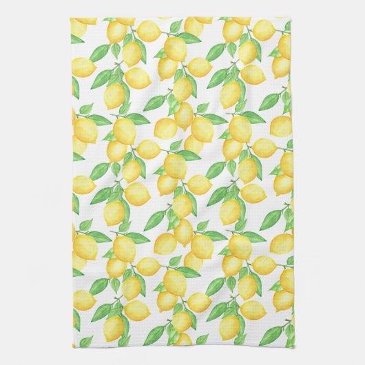 Mediterrenean Citrus Lemon pattern キッチンタオル (縦)