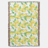 Mediterrenean Citrus Lemon pattern スローブランケット (正面縦)