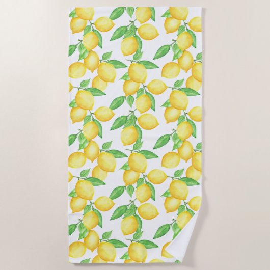 Mediterrenean Citrus Lemon pattern ビーチタオル (正面)