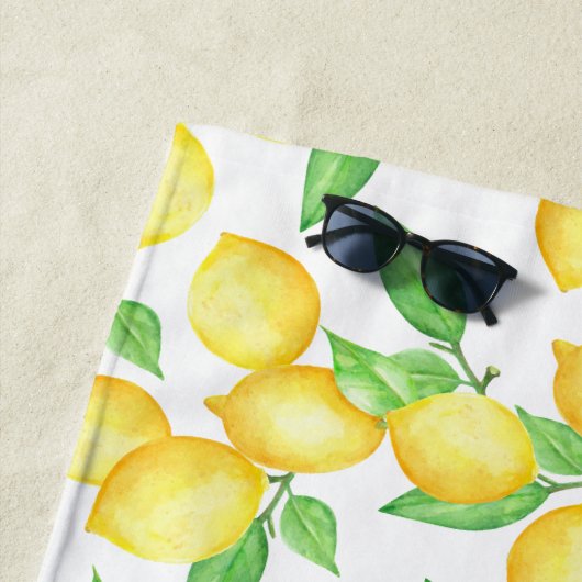 Mediterrenean Citrus Lemon pattern ビーチタオル (インサイチュ)