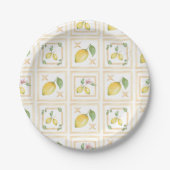 Mediterrenean Citrus Lemon pattern ペーパープレート (正面)