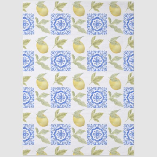 Mediterrenean Citrus Lemon pattern 薄葉紙 (正面)