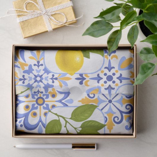 Mediterrenean Citrus Lemon pattern 薄葉紙 (ギフト)