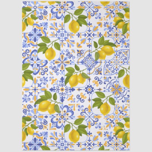 Mediterrenean Citrus Lemon pattern 薄葉紙 (正面)