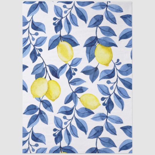 Mediterrenean Citrus Lemon pattern 薄葉紙 (正面)