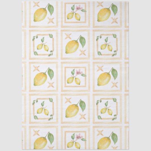Mediterrenean Citrus Lemon pattern 薄葉紙 (正面)