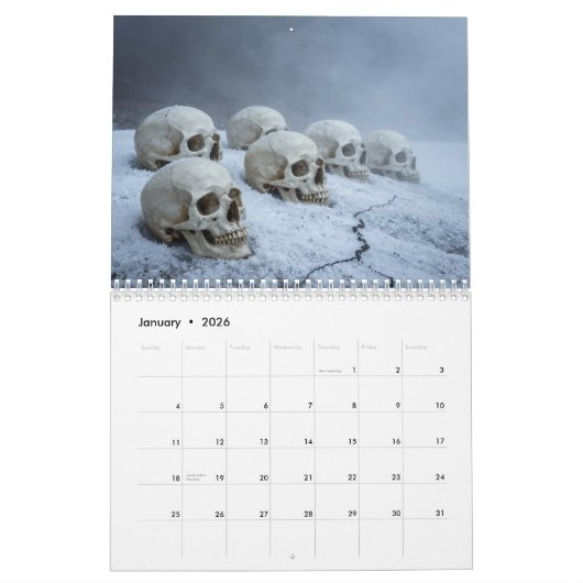 Medium 2026 Skull Art Calendar カレンダー (1月 2026)