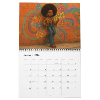 Medium African American/Black Woman 2026 Calendar カレンダー