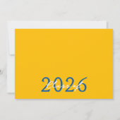 Medium Blue金ゴールドフォトフィルムストリップグラッドアナウンス 招待状 (裏面)