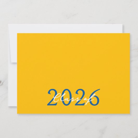 Medium Blue金ゴールドフォトフィルムストリップグラッドアナウンス 招待状 (裏面)