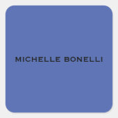 Medium Blue Minimalist Plain Legible Modern スクエアシール (正面)