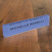 Medium Blue Minimalist Plain Legible Modern デスクネームプレート (側面)