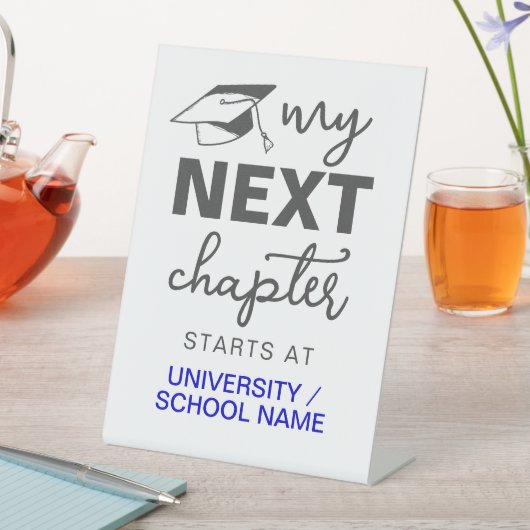 Medium Blue White My Next Chapterが学校で始まる 台座サイン (インサイチュ)