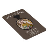 Medium Brownの結婚リングや輪写真Save the Date マグネット (右側)