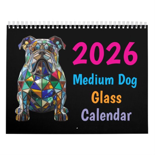 Medium Dog Glass Calendar カレンダー (カバー)