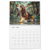Medium Dog Glass Calendar カレンダー (3月 2027)