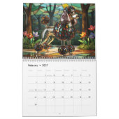 Medium Dog Glass Calendar カレンダー (2月 2027)