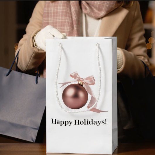 MEDIUM DUSTY ROSE HOLIDAY ORNAMENT GIFT BAG ミディアムペーパーバッグ