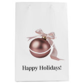 MEDIUM DUSTY ROSE HOLIDAY ORNAMENT GIFT BAG ミディアムペーパーバッグ (正面)
