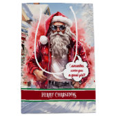 Medium Gift Bag Cool Santa Christmas Organizer ミディアムペーパーバッグ (正面)
