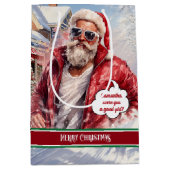 Medium Gift Bag Custom Santa Claus Celebration ミディアムペーパーバッグ (正面)